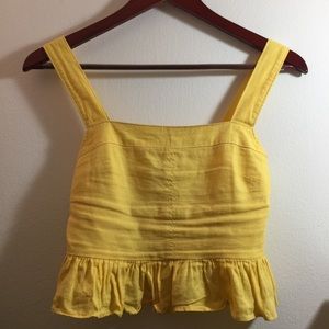 Urban outfitters linen blend ruffle edge crop top